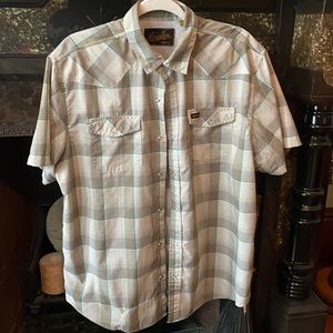 Howler Bros Short Sleeve Plaid Shirt Western Snap Size Large